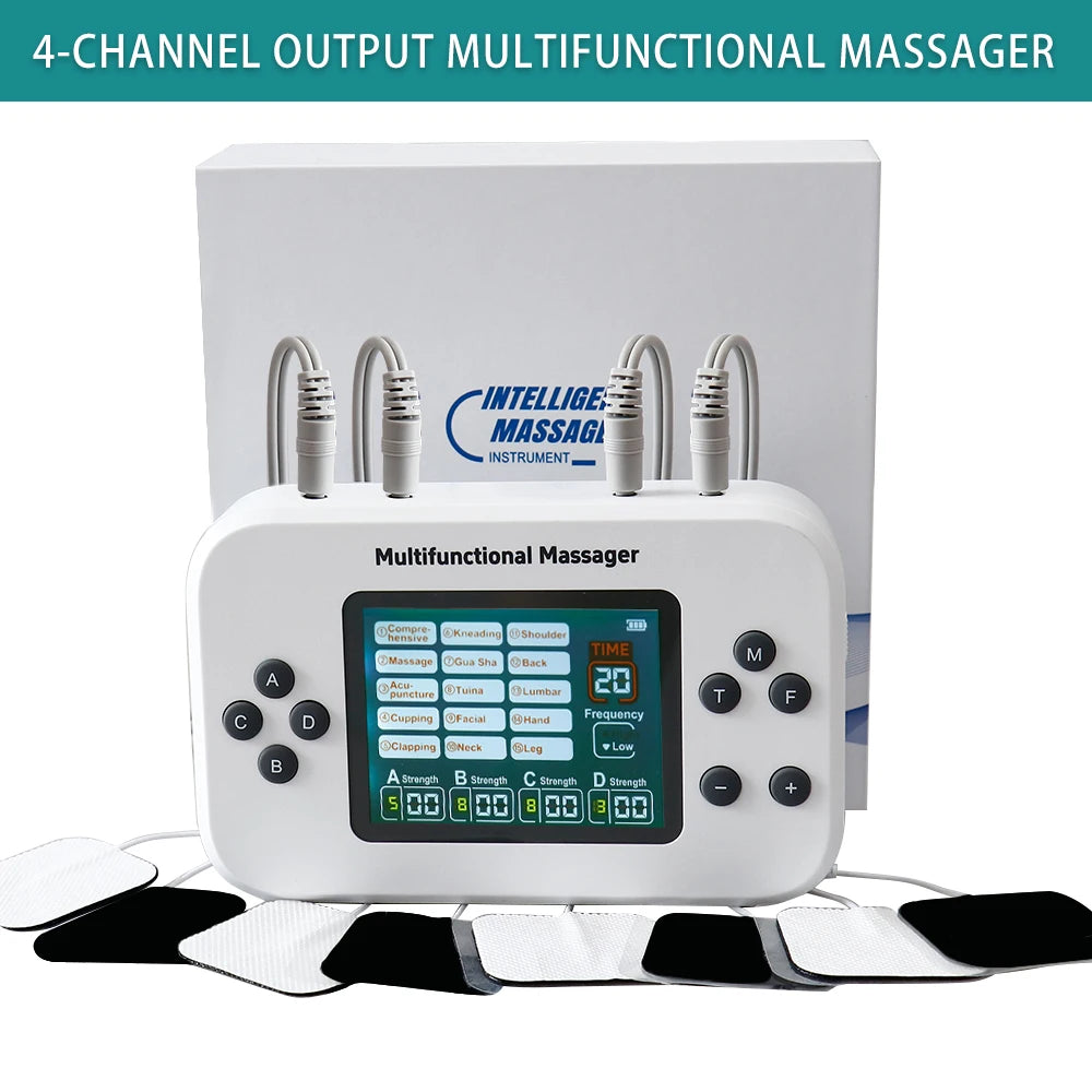 TENS EMS Muscle Stimulator with 30 Intensity Levels and 8 Pads Relaxation Treatment Tidesmit