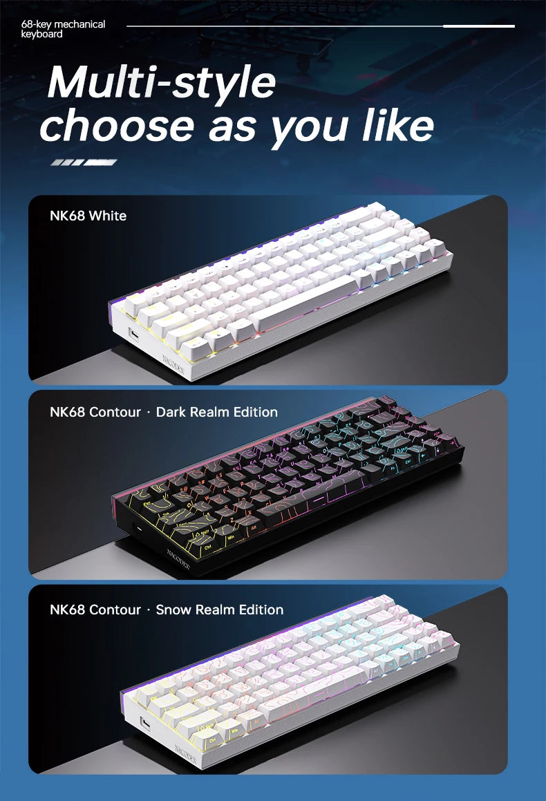 New Ajazz Nacodex Nk68 Mechanical Keyboard Terrain keycap Rgb Light Bar 68-Key Wired Gaming Office Wired Connect Keyboard