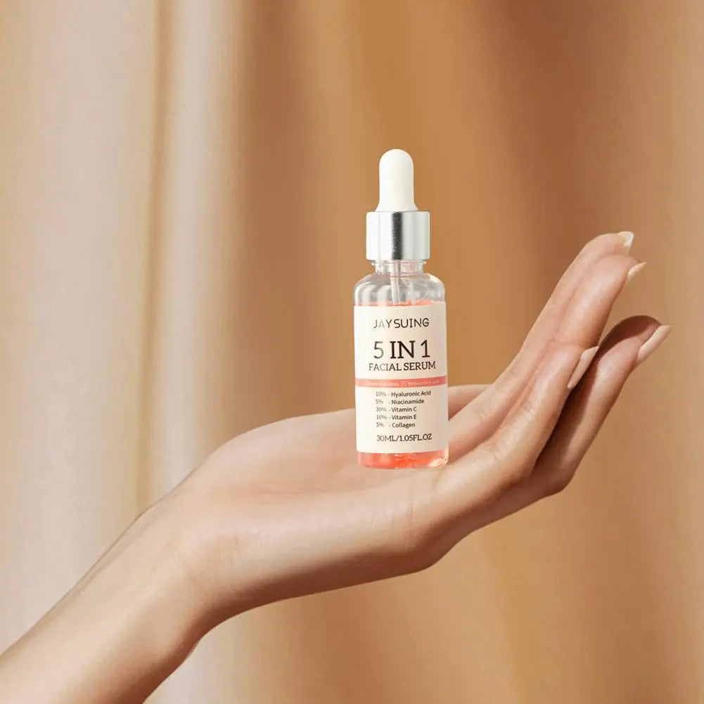 5 In 1 Face Serum 30% Vitamin C Moisturizing Whitening Anti Wrinkle Aging Niacinamide Hyaluronic Acid Facial Serum SkinCare 30ml