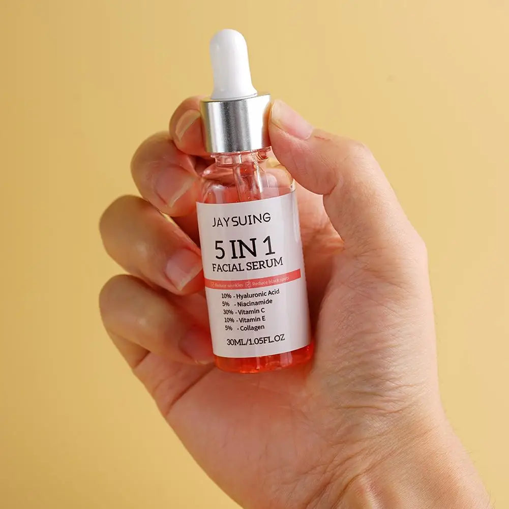 5 In 1 Face Serum 30% Vitamin C Moisturizing Whitening Anti Wrinkle Aging Niacinamide Hyaluronic Acid Facial Serum SkinCare 30ml