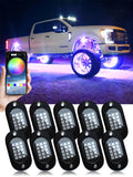 RGB LED Rock Lights for Trucks - App Controlled Neon Underglow Kit 10 pods Tidesmit