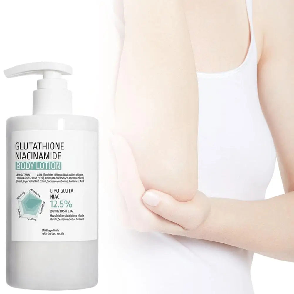 300ml Brighten Skin Tone Deep Moisturizing Body Lotion Soothing Repair Centella Asiatica Glutathione Niacinamide Body Care Cream