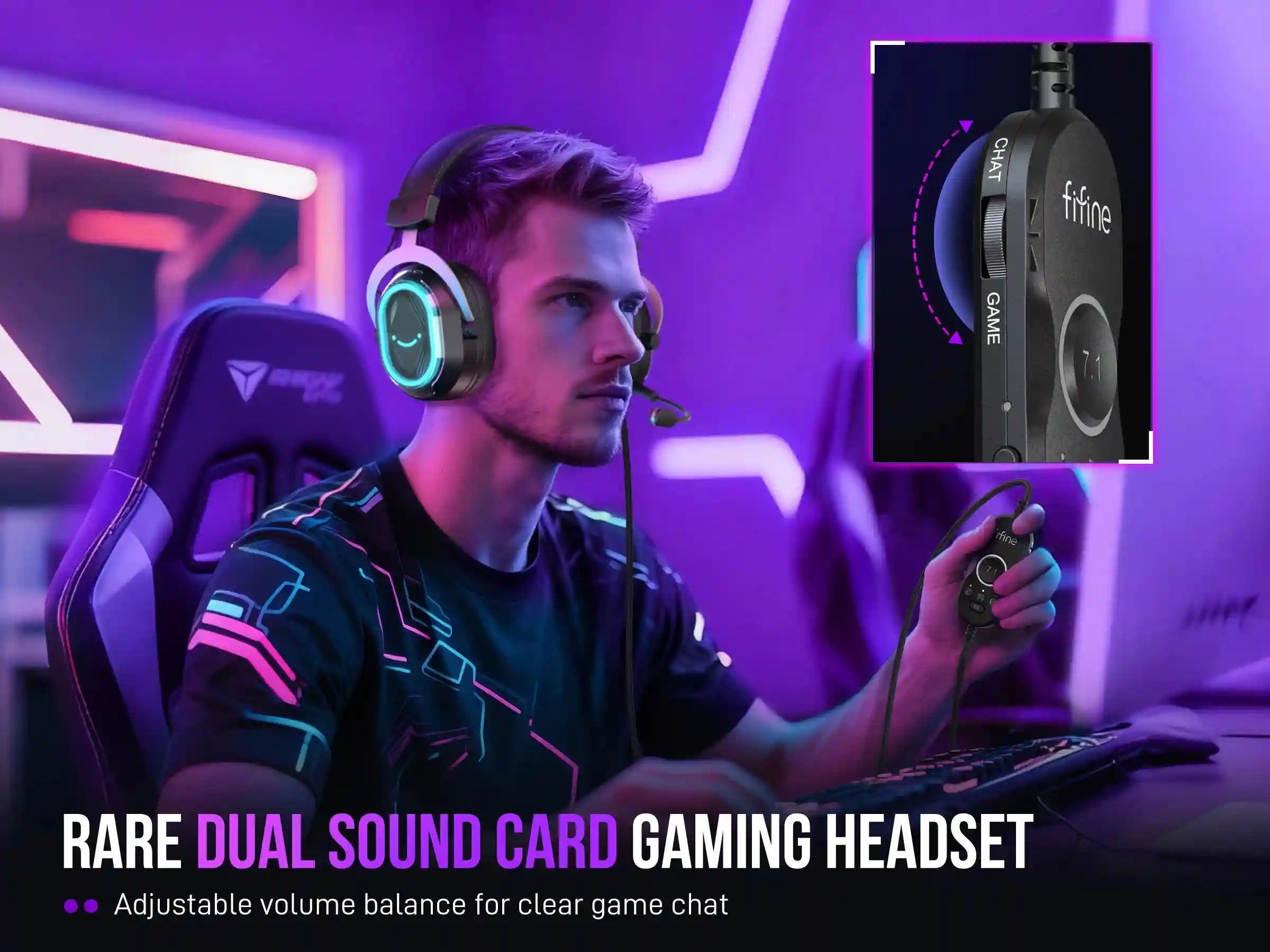 RGB Gaming Headset with 7.1 Surround Sound and Detachable Microphone (H13) Tidesmit