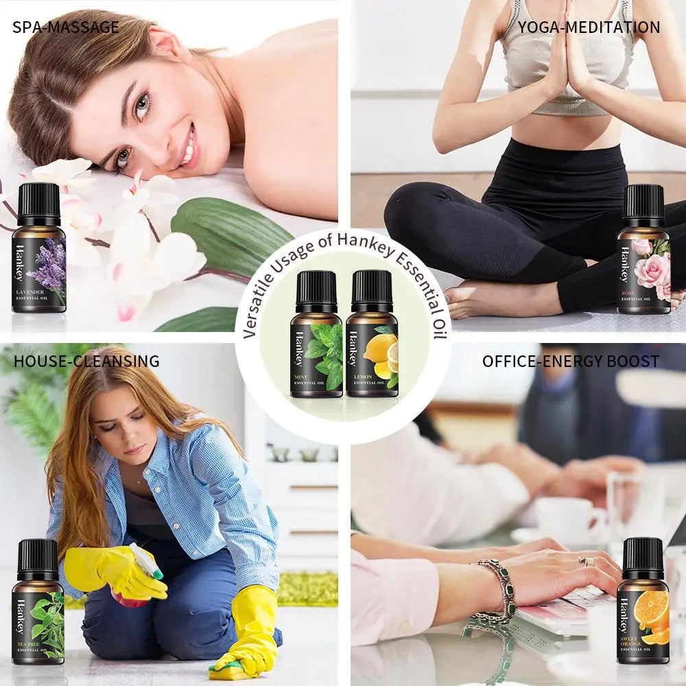 12 Flavors 10ml Essential Oils for Aroma Diffuser Air Humidifier Home Water-soluble Lavender Vanilla Orange Olive Fragrance Oil