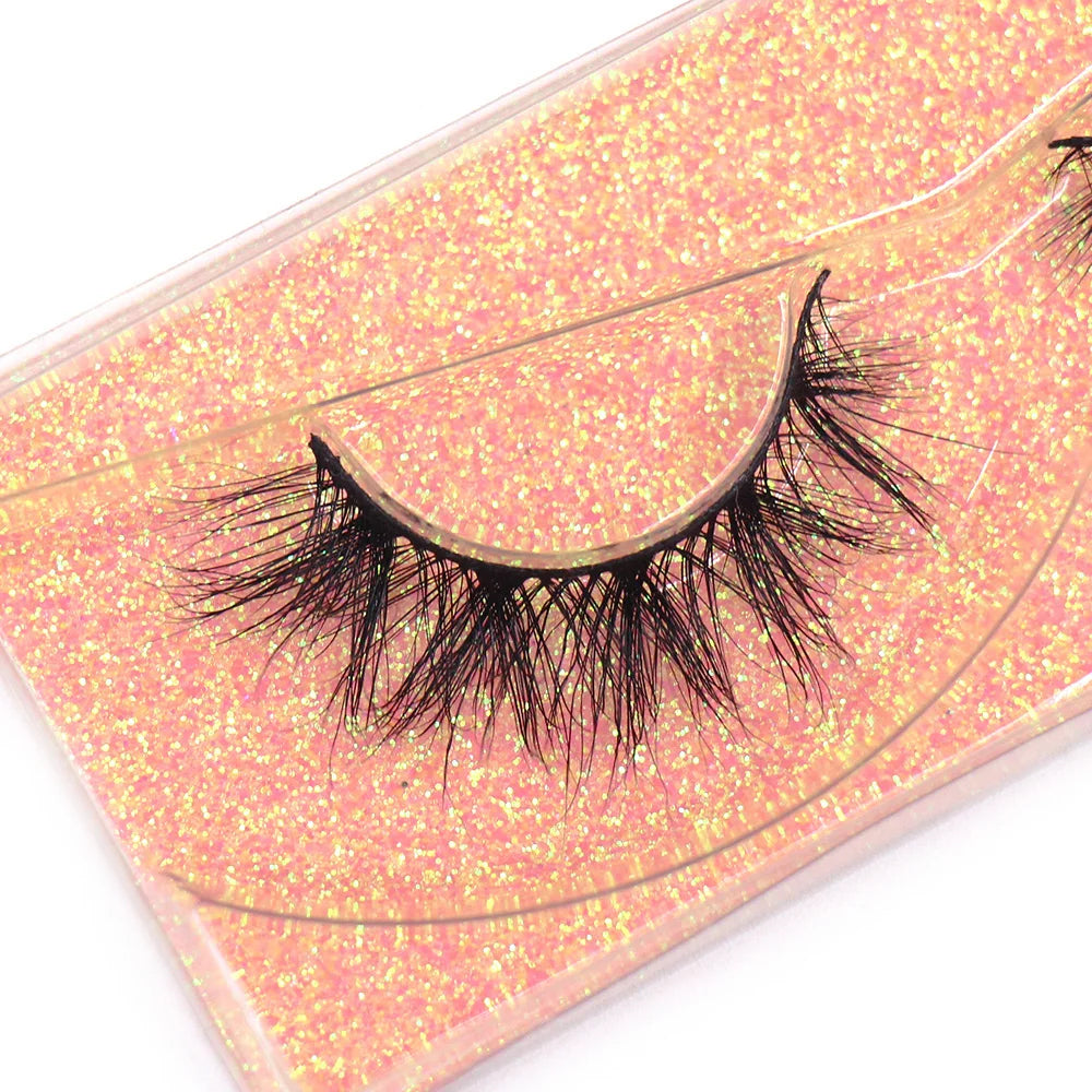 Tidesmit 3D mink lashes 12mm-15mm short fluffy wispy false eyelashes cruelty-free makeup detail view