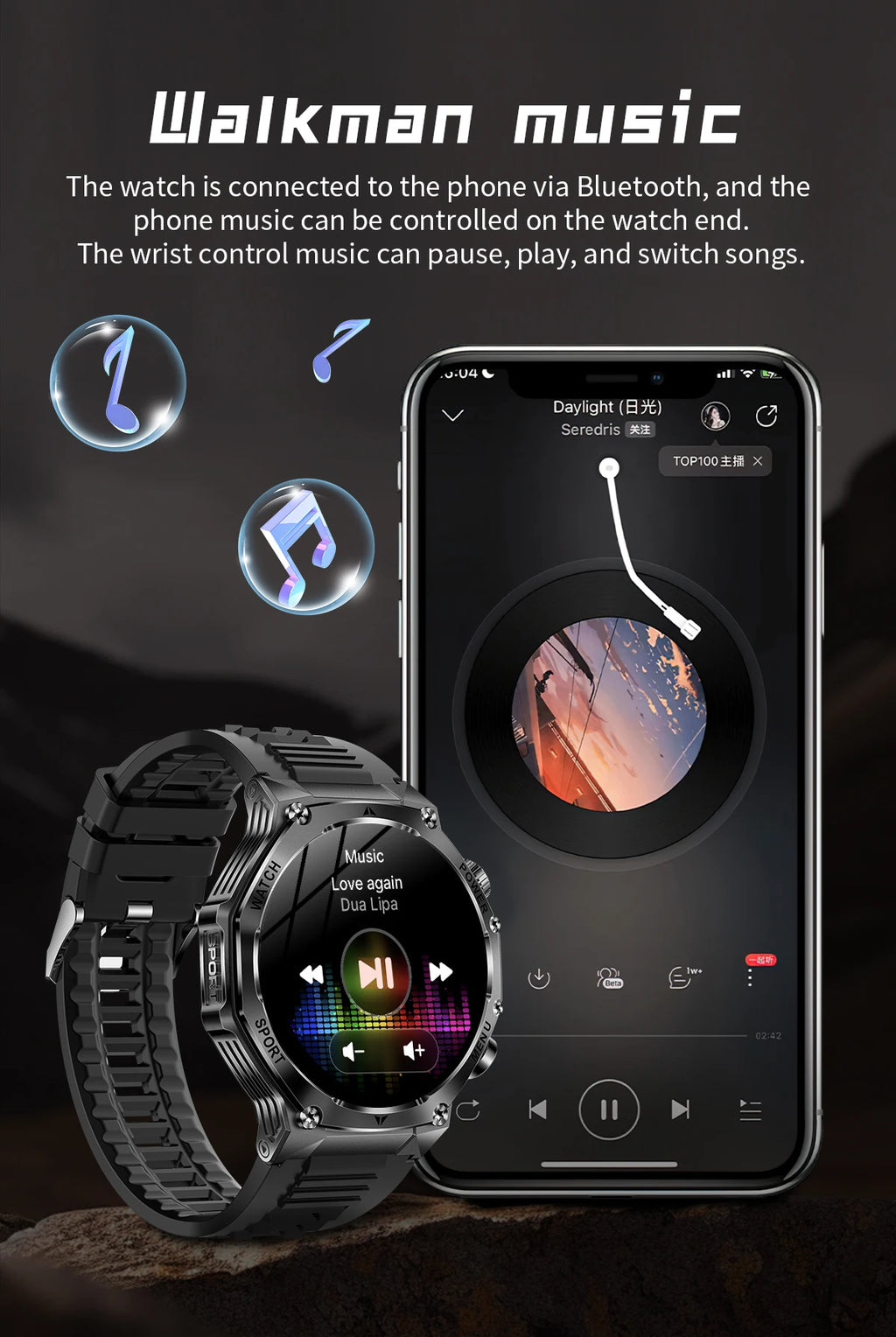 YLL-AK82 Outdoor Sport for Smart Watch Fitness Tracker Sleep Tracker IP67 Waterproof AMOLED Screen Heart Rate Monitor