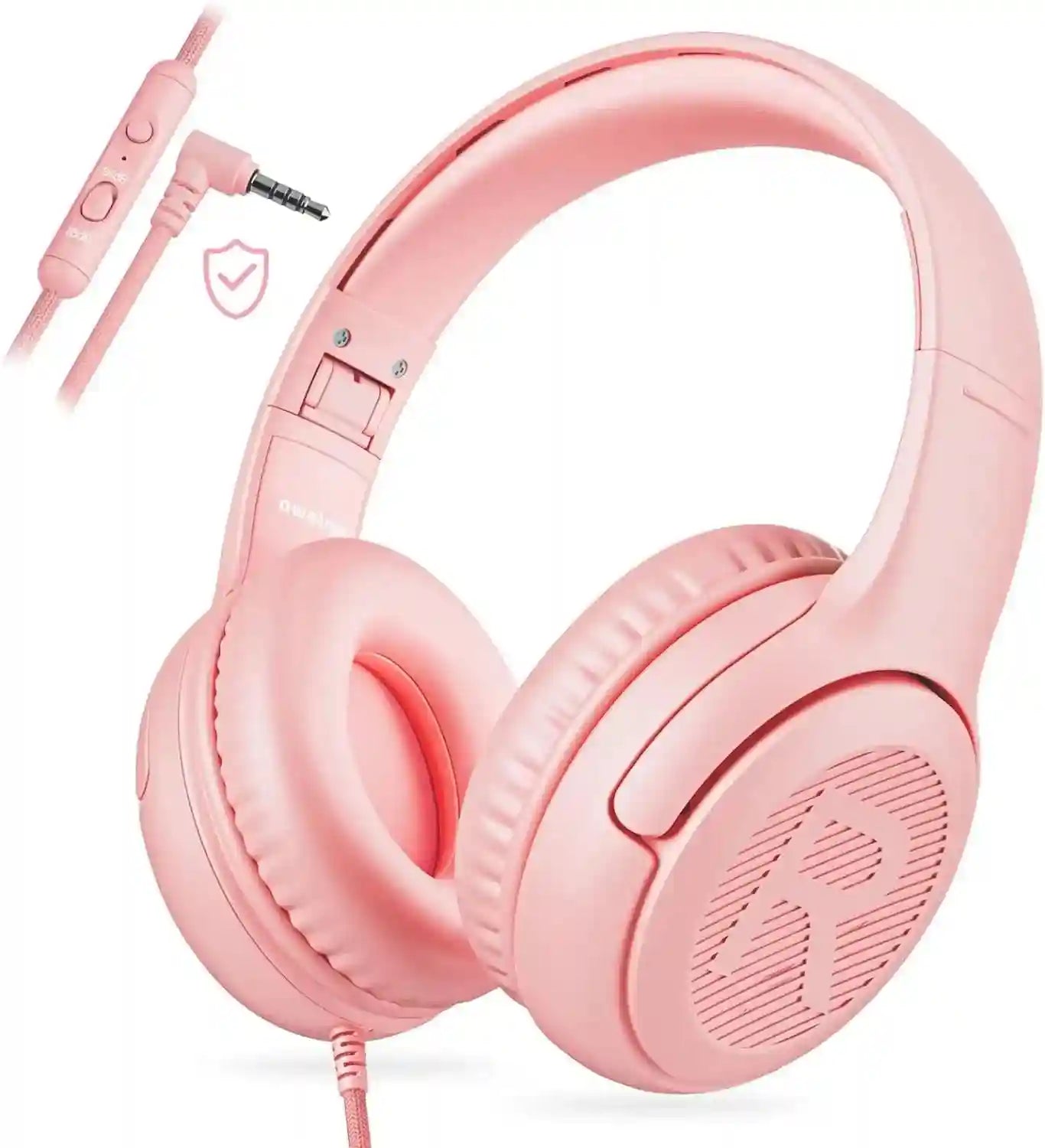 Kids Wired Headphones with Microphone - Foldable Over-Ear Tidesmit Pink Tidesmit