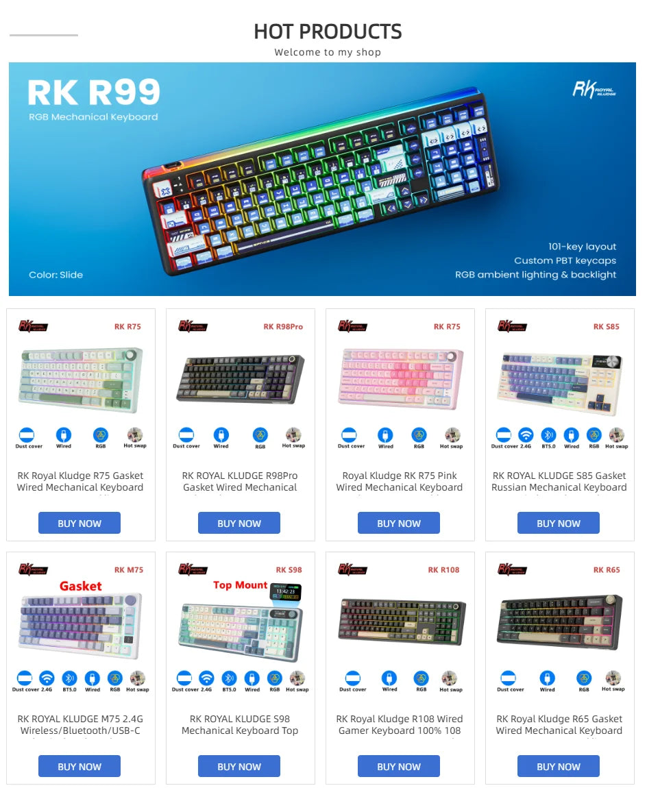 RK Royal Kludge RK R87Pro Gasket Wired Gamer Keyboard Hot-swappable 88 Keys Mechanical Keyboard 88% RGB Backlit With PBT Keycaps