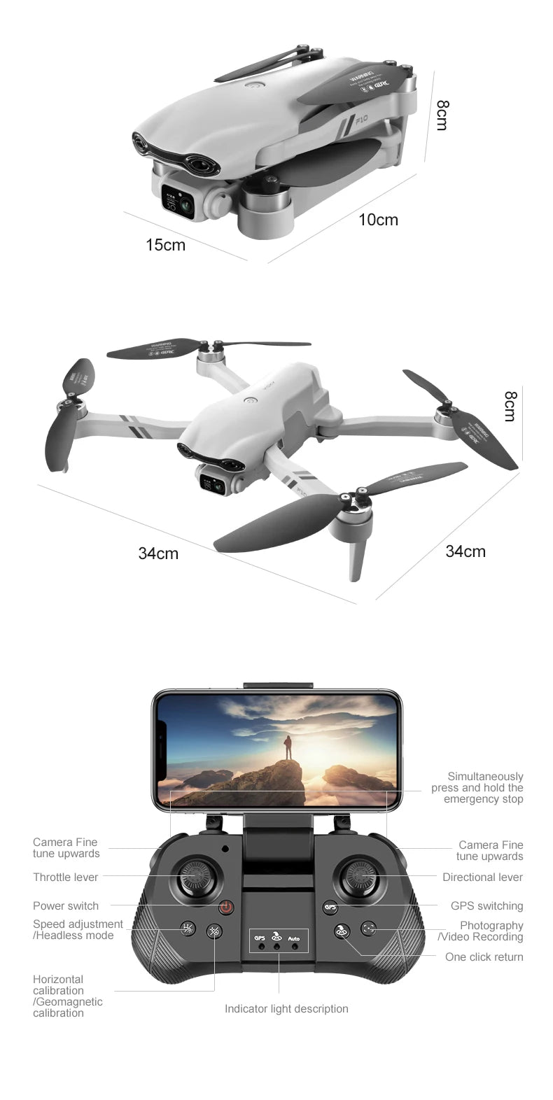 GPS Drone with 8K Dual Camera - Foldable Brushless Quadcopter Tidesmit