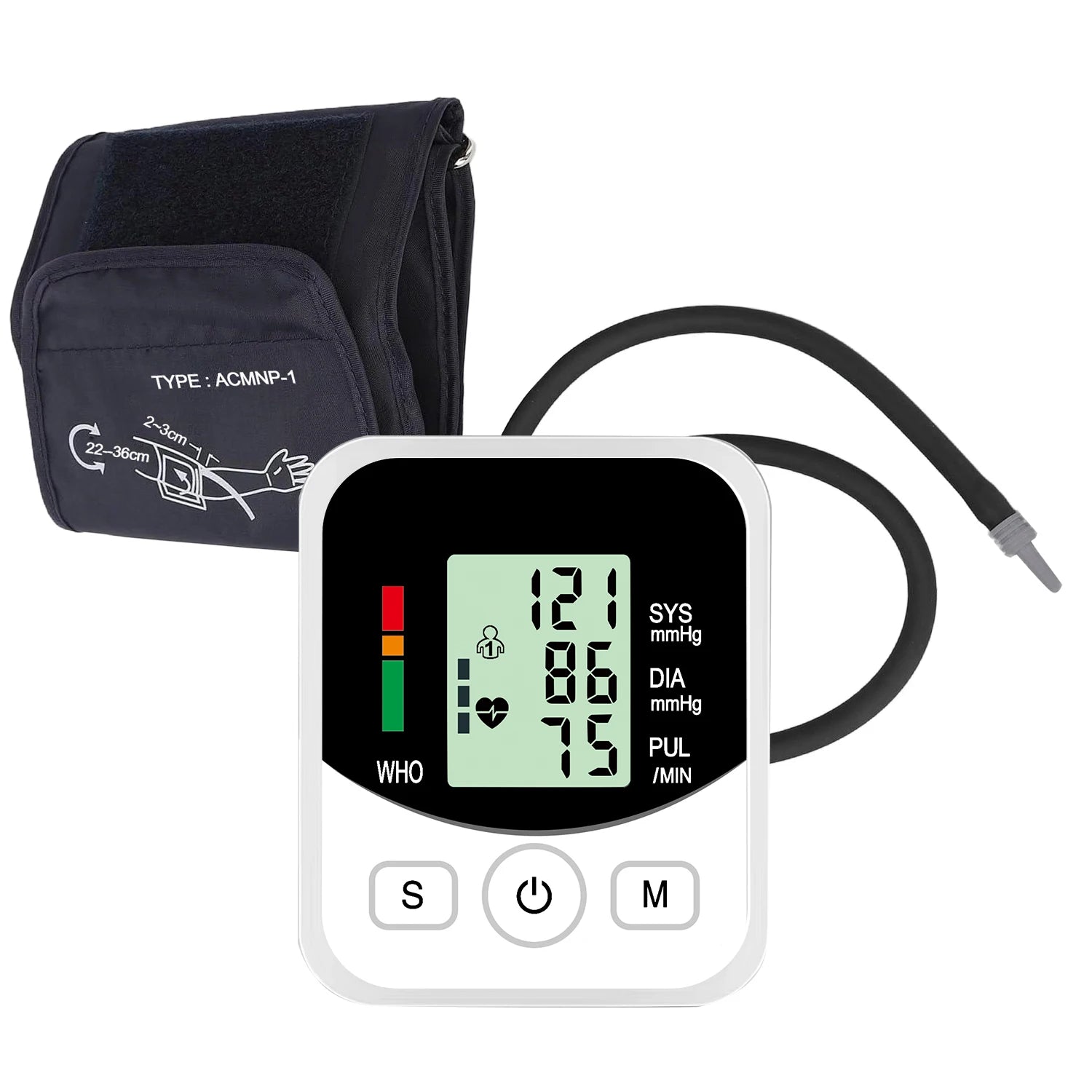 Digital Arm Blood Pressure Meter with Cuff Medical Pressure Tonometer Tensiometer Pulse Sphygmomanometer