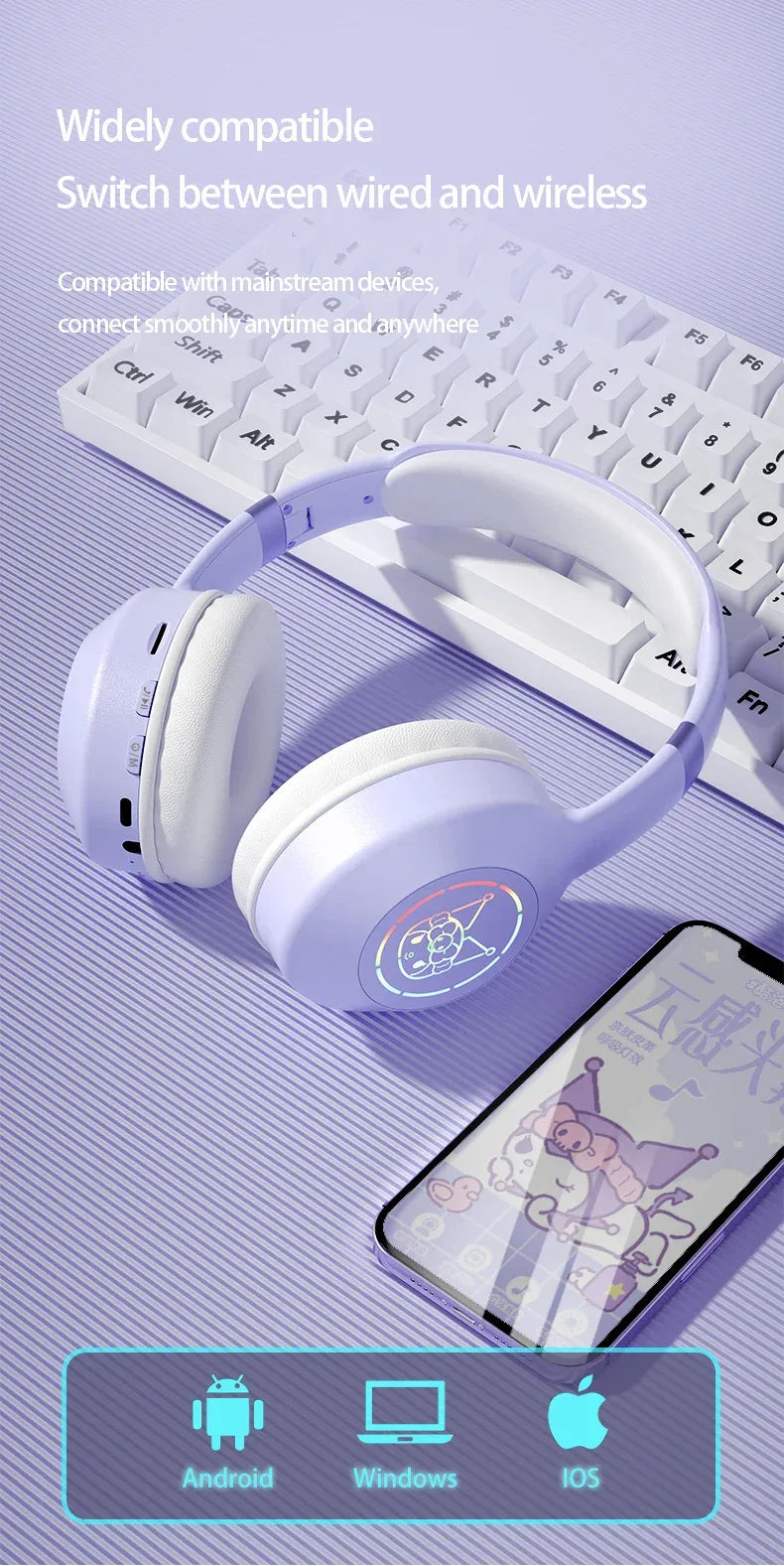Kuromi Tidesmit Wireless Stereo Bluetooth Headphones - 3 Color Options Tidesmit