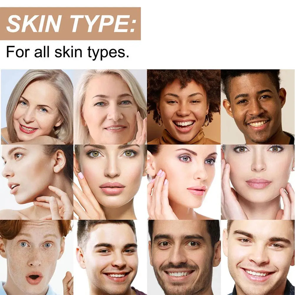 Grid of 12 diverse people of various ages and ethnicities to show the kinesiology face tape is for all skin types.