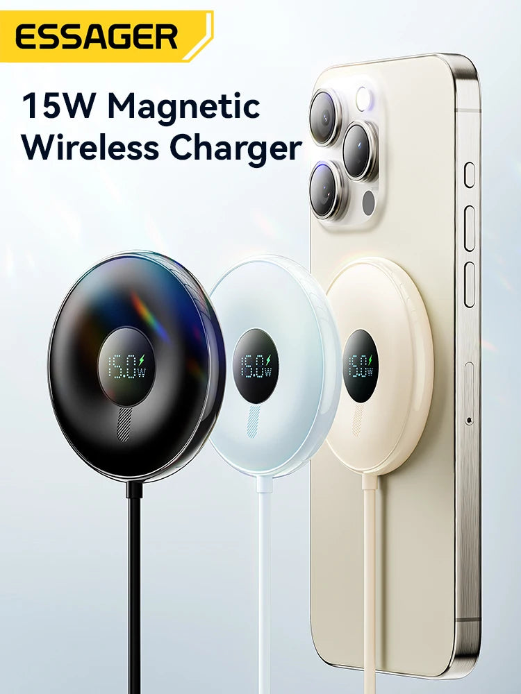 Magnetic 15W Wireless Charger with Digital Display for iPhone Tidesmit