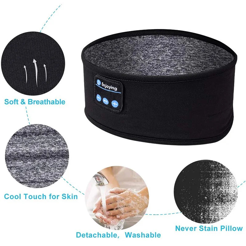Bluetooth Sleep Headphones Headband – Wireless Soft Music Mask Tidesmit