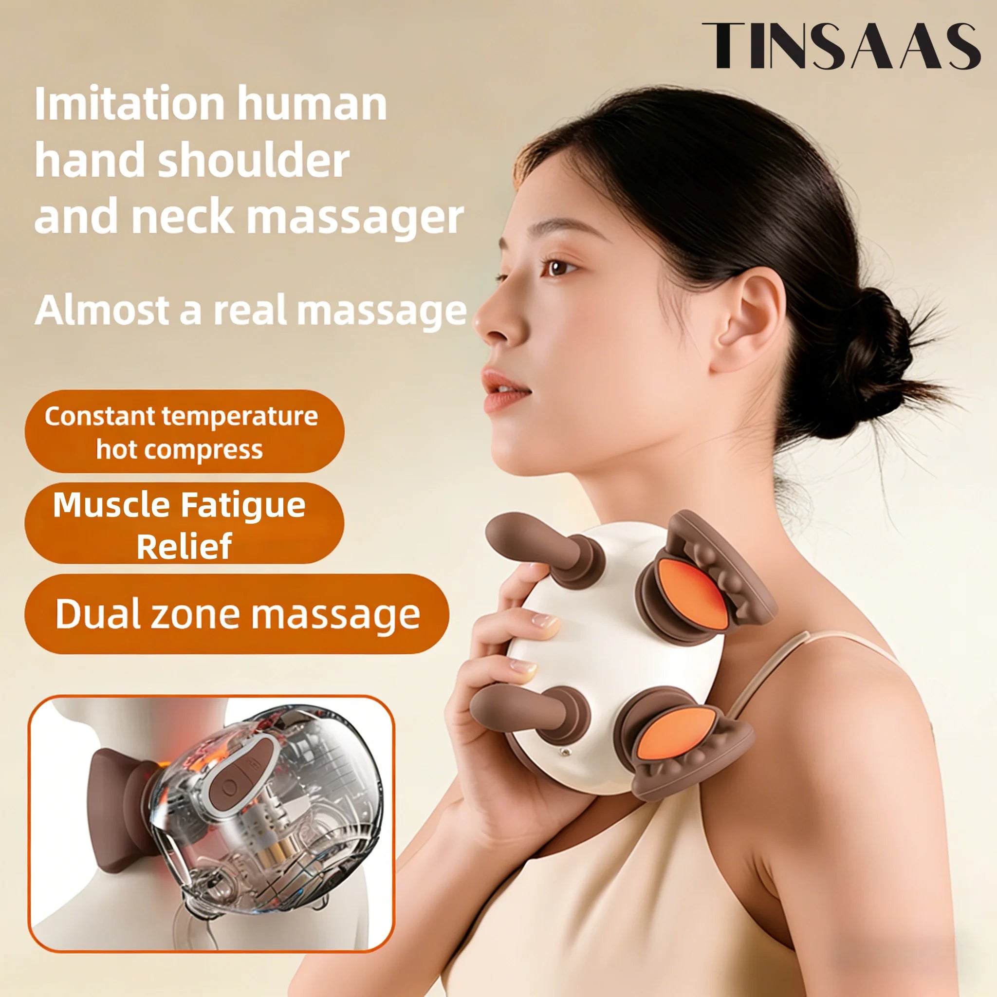 Portable Neck Massager: Deep Tissue Muscle Relief with Heat Therapy Massage Cushion Tidesmit