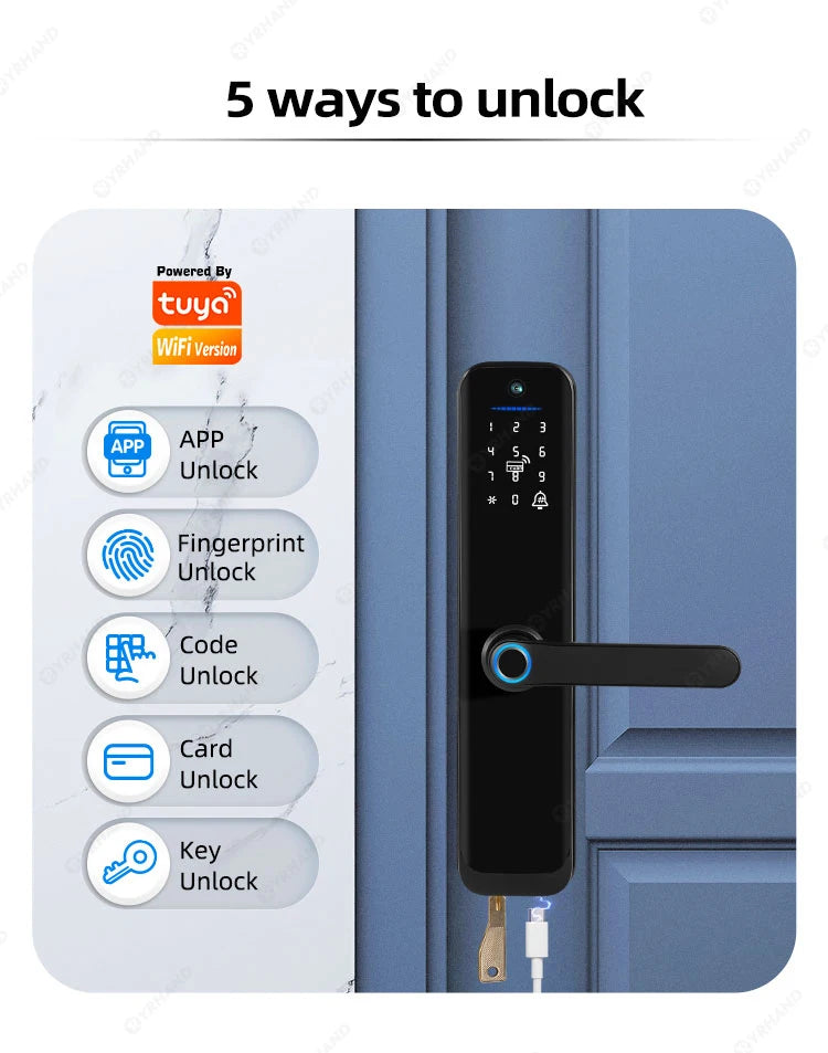 Smart Lock Electronic Digital Lock Featuring Biometric Fingerprint Recognition Camera Smart Card&Password Key Unlock