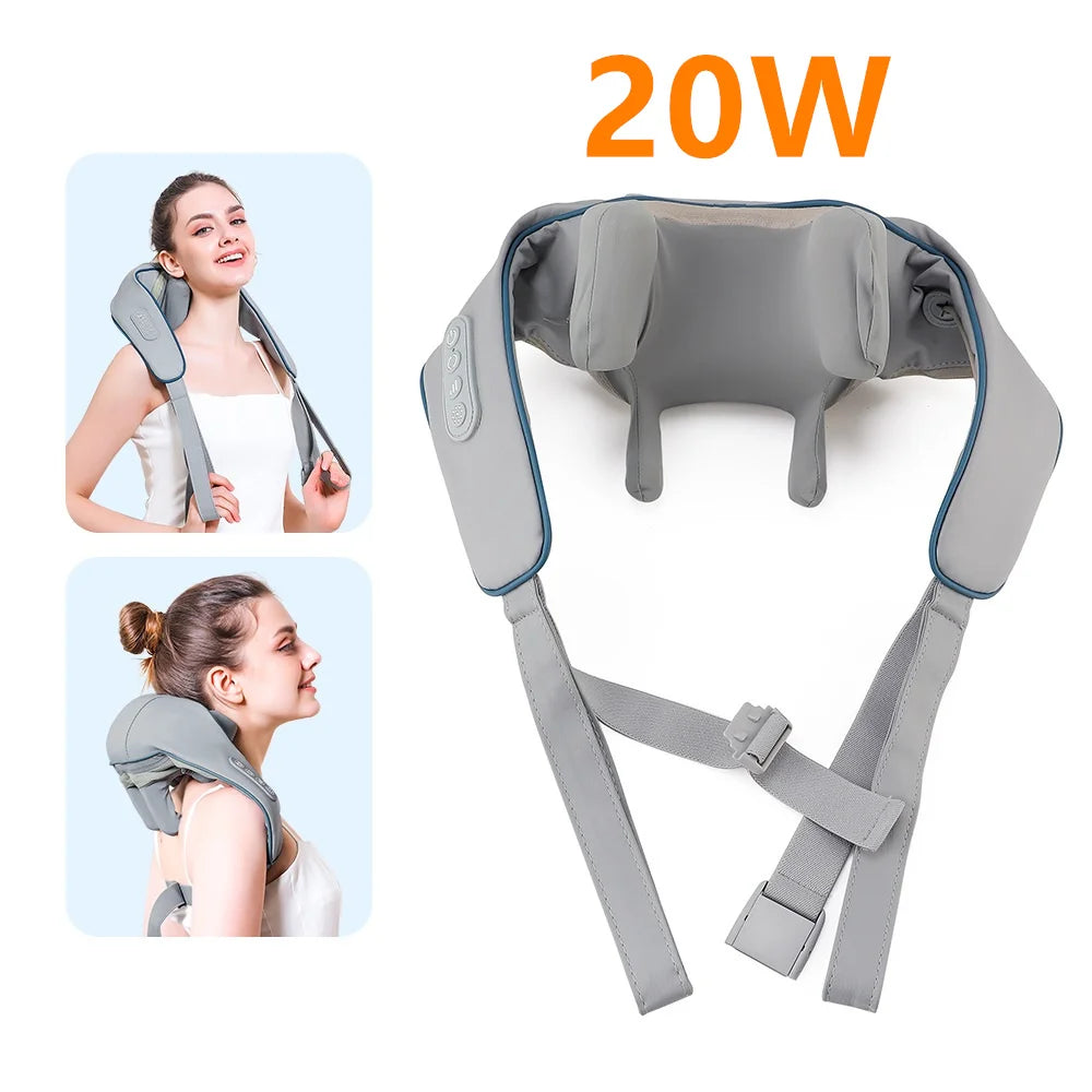 Electric Neck and Shoulder Massager - Rechargeable Deep Tissue Shawl Back Massage Instrument Tidesmit