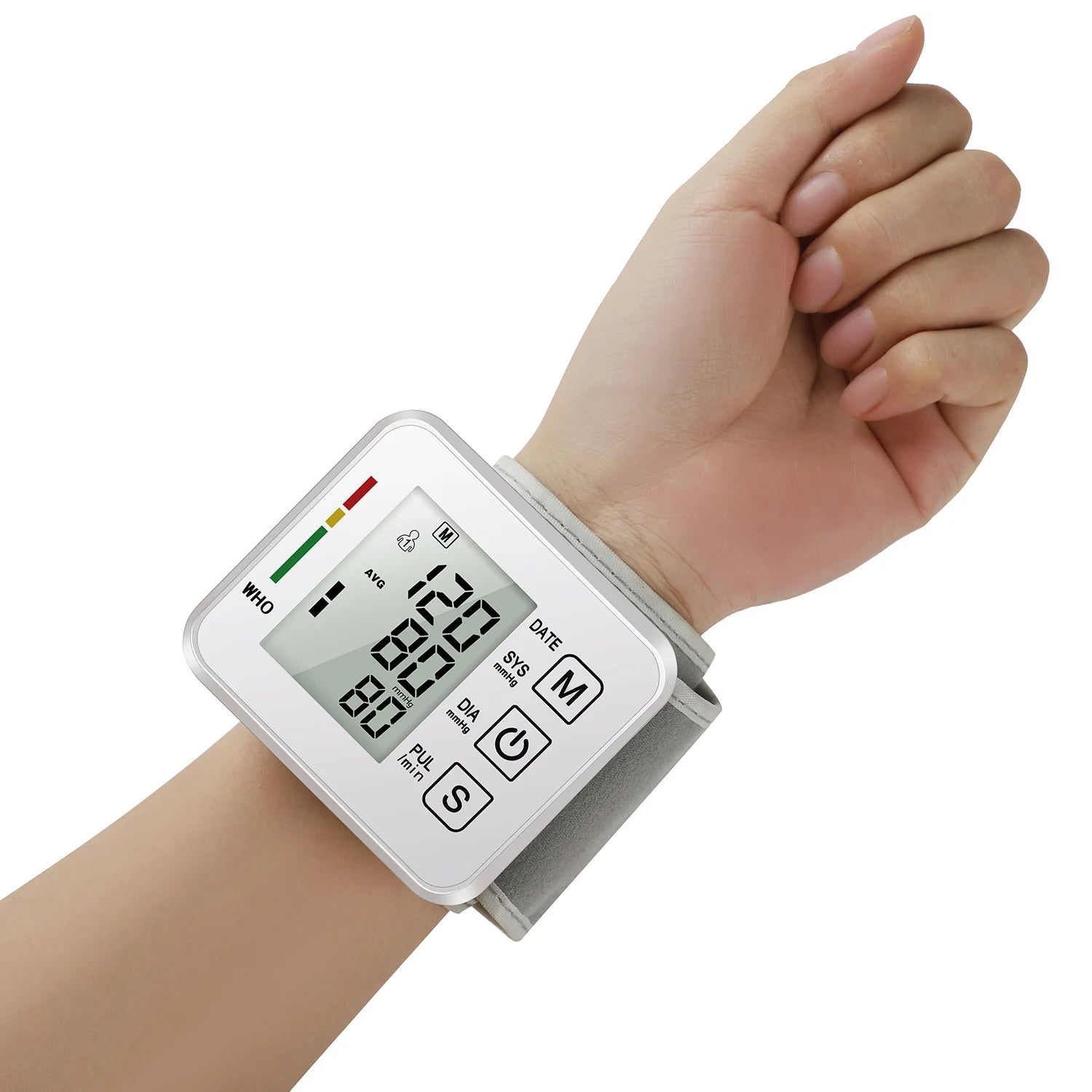 Portable Digital Wrist Blood Pressure Monitor - LCD Screen Heart Rate Pulse Meter Sphygmomanometer for Health Care