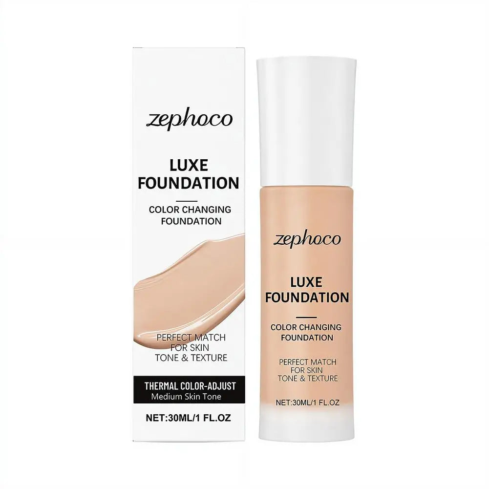 Tidesmit Zephoco Luxe thermal color changing foundation texture close-up for long lasting liquid face makeup base