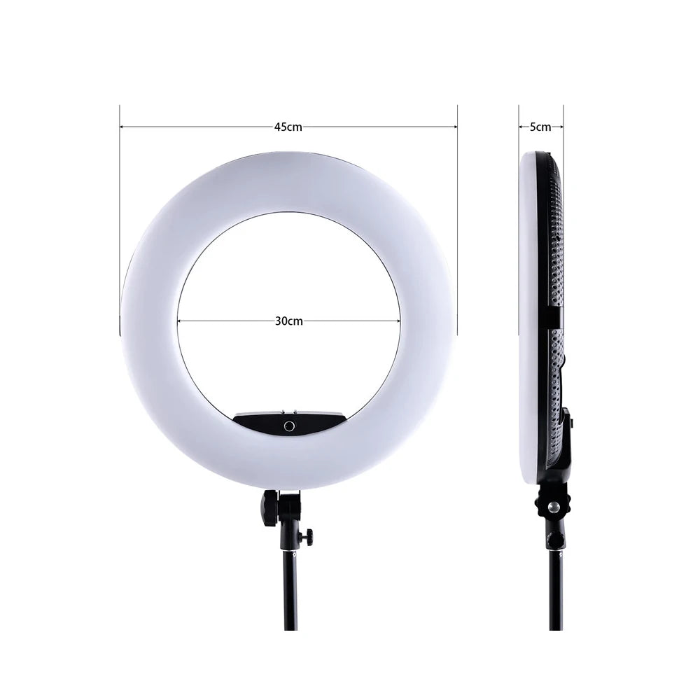 18-Inch Ring Light With Tripod Stand - Dimmable LED Studio Kit Tidesmit