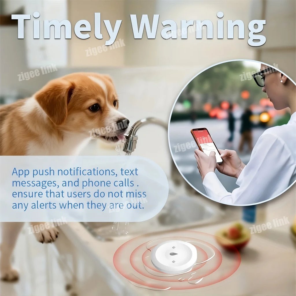 Smart Water Leak Sensor ZigBee 3.0 WiFi Flood Alarm for Home Automation Tidesmit