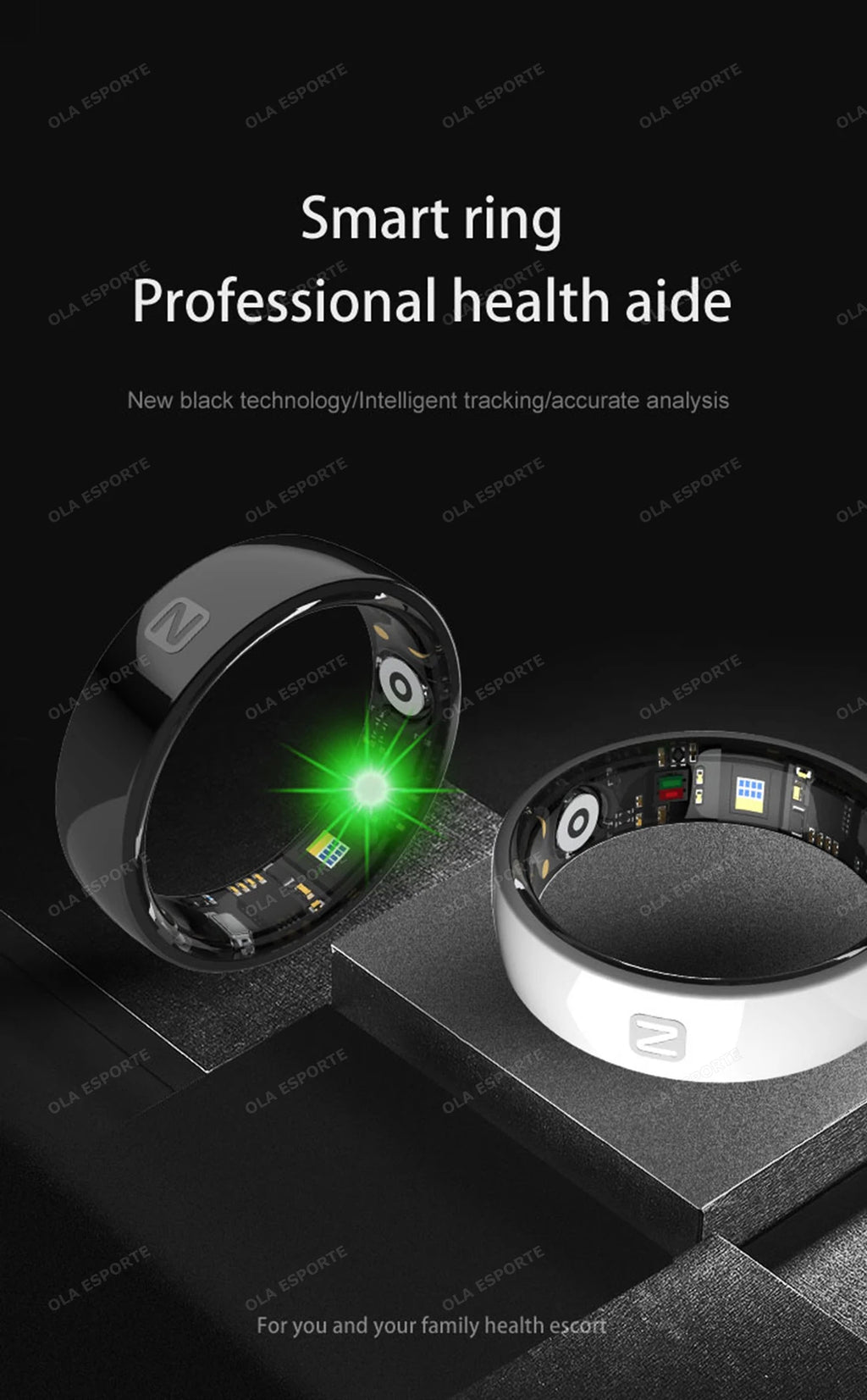 Smart Health Ring - Waterproof Fitness Tracker with Biometric Sensor Tidesmit