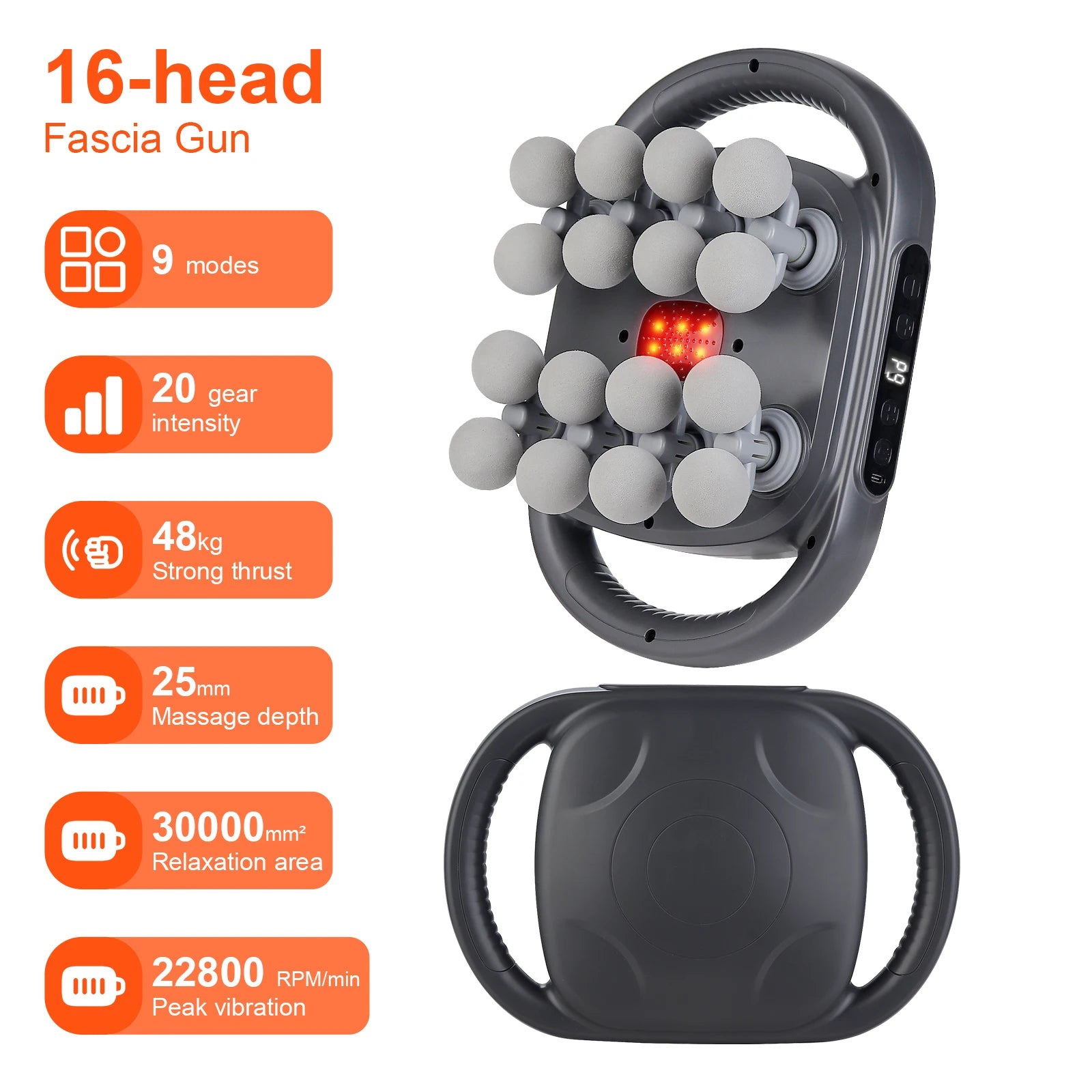 Deep Tissue Massage Gun - 16-Head Portable Electric Massager Body Shaping Massage Equipment 16 head-grey Tidesmit