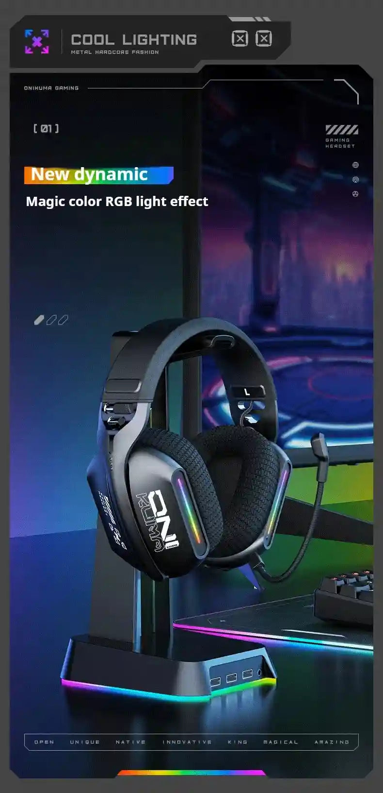 Tidesmit GT808 Wireless Gaming Headphones - Low Latency Over-Ear Black Tidesmit