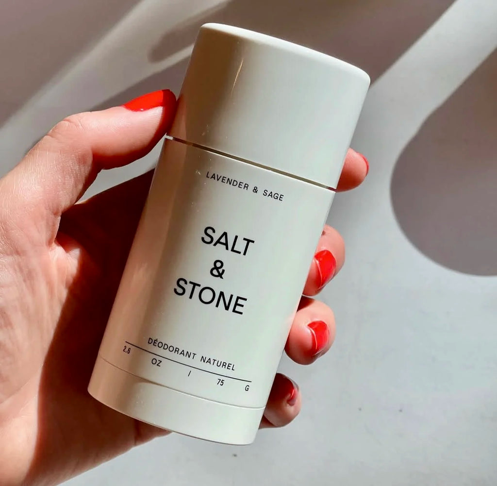 SALT & STONE Natural Plant Deodorant Stick, Black Rose Oud & Neroli Basil scent for effective body odor protection.