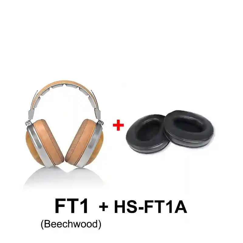 FiiO FT1 Closed-Back Over-Ear Headphones with 60mm Wood Driver Beechwood and HSFT1A Tidesmit