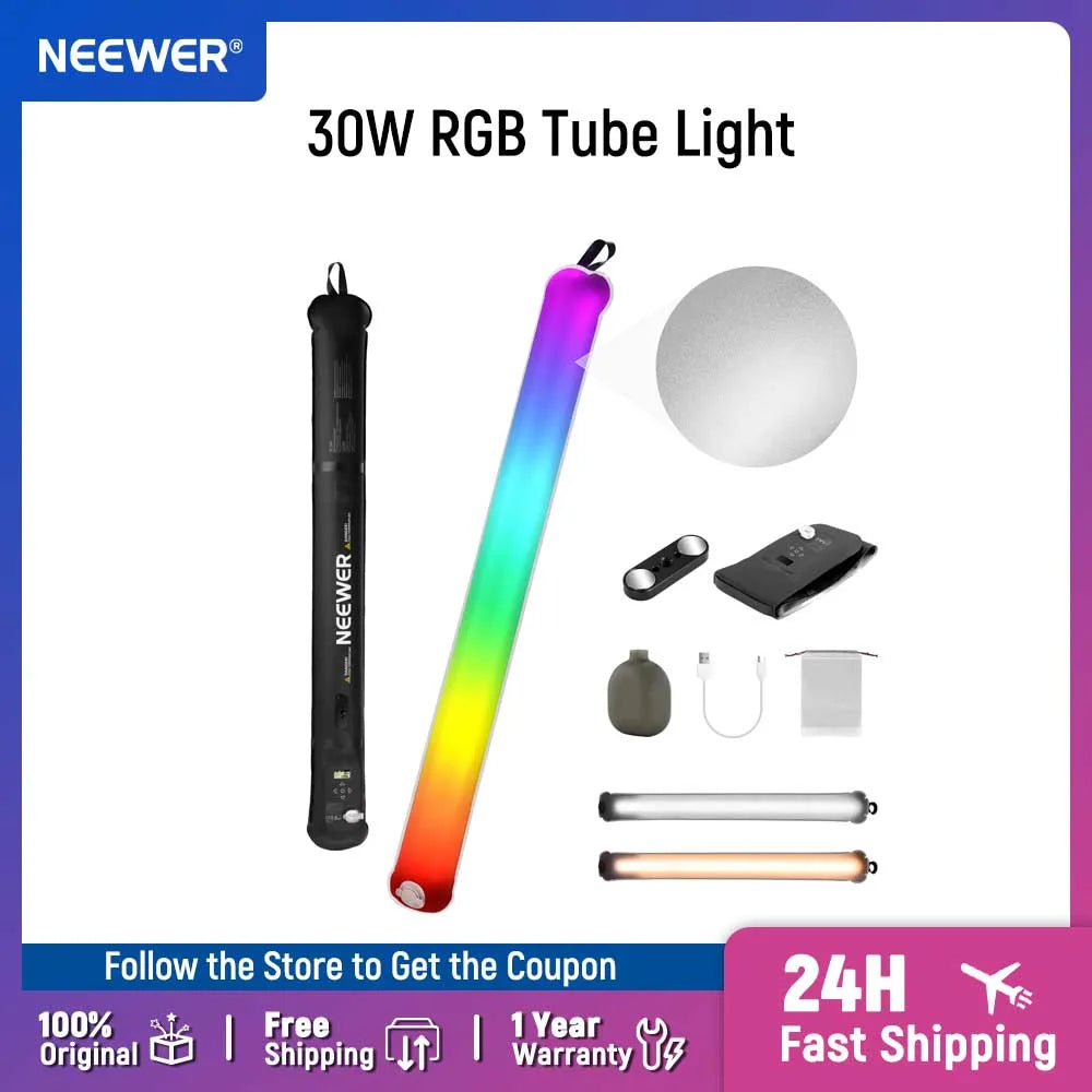 RGB LED Video Light Wand - 35.5 Inch Portable Handheld Tube Tidesmit