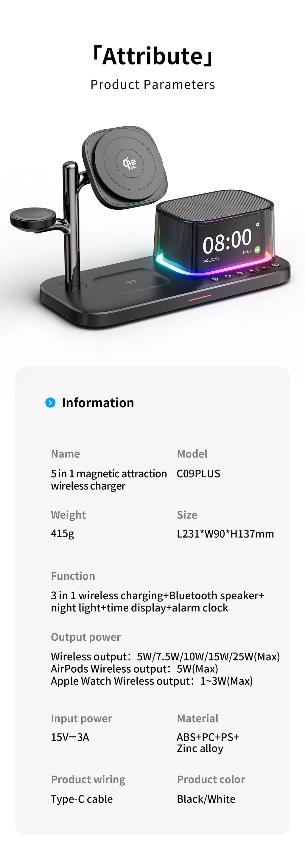 5-in-1 Magnetic Wireless Charger Stand - Qi2 Certified Multi-Device Station Tidesmit
