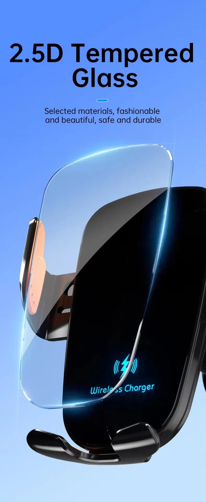 Wireless Car Charger Vent Mount - Qi Certified Fast Charging Tidesmit