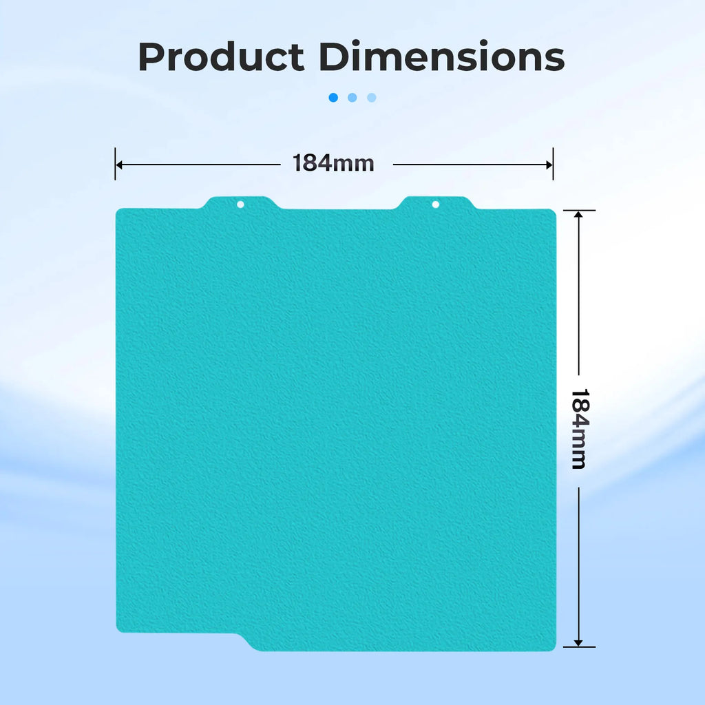 184x184mm textured PEI/PEY steel build plate for Bambu Lab A1 Mini, ideal for improved 3D print adhesion and removal.