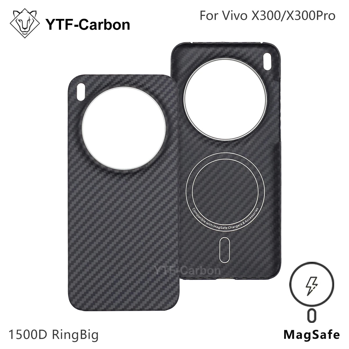 Vivo X300 Carbon Fiber Case | Slim Shock-Absorbing Cover 1500D RingBig M Carbon Fiber Tidesmit