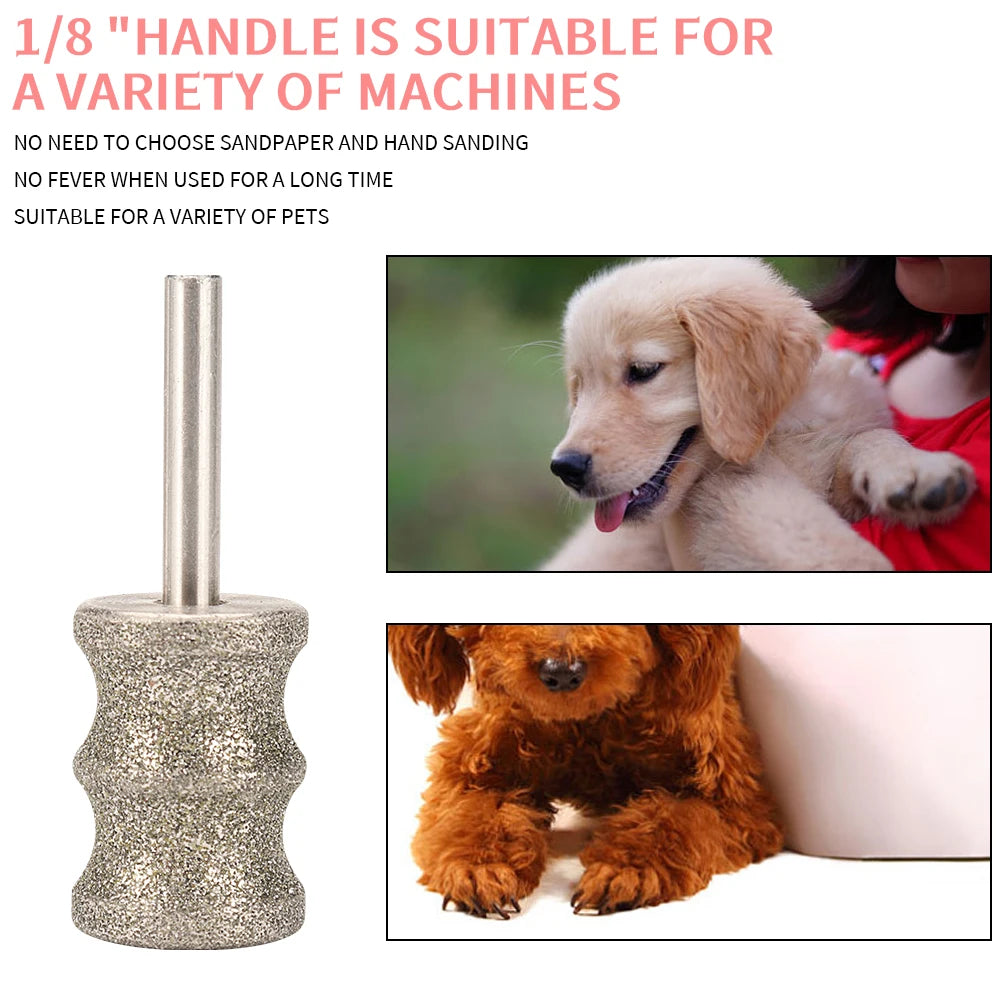 2pcs diamond dog nail grinder replacement heads for safe, cool pet paw grooming on 1/8-inch electric trimmers.