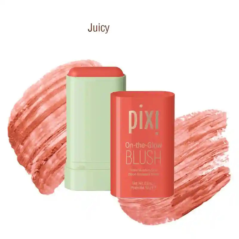 Tidesmit Pixi On-the-Glow creamy blush stick swatch showing buildable ruby pigment for all skin tones face makeup