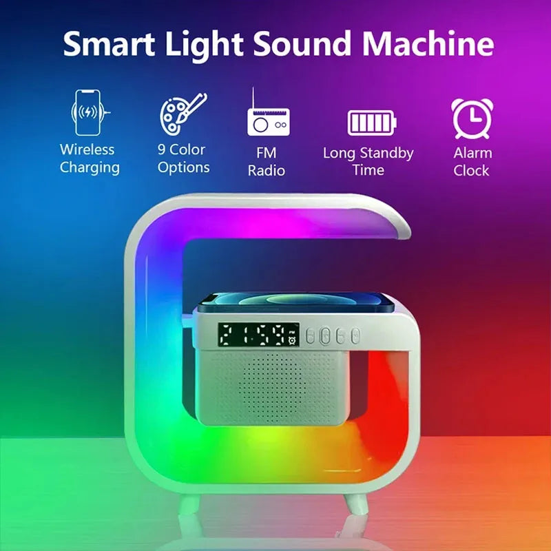 Wireless Charger Stand with Bluetooth Speaker and RGB Light - G3 Black Tidesmit