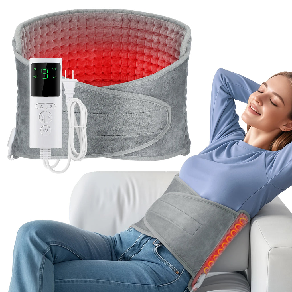 Electric Heating Pad for Back Pain Relief, 9-Heat Levels by Tidesmit Massage Cushion Tidesmit