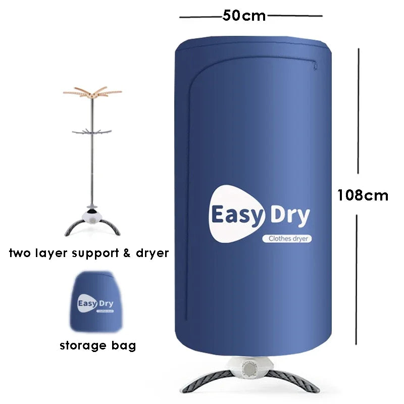 Tidesmit 220V portable electric clothes dryer rack showing folding mechanism and internal warm air drying features