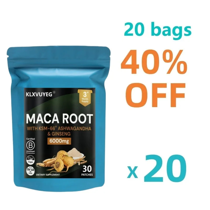Maca Root With KSM Ashwagandha, Panax Ginseng & Black Pepper - *Strongest* Legal Testosterone Booster, 30 Patches