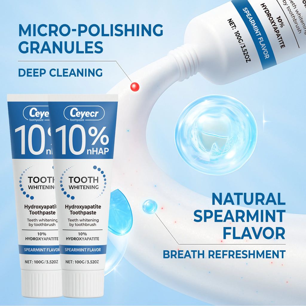 Tidesmit 10% Hydroxyapatite whitening toothpaste with mint oil for deep cleaning and fresh breath