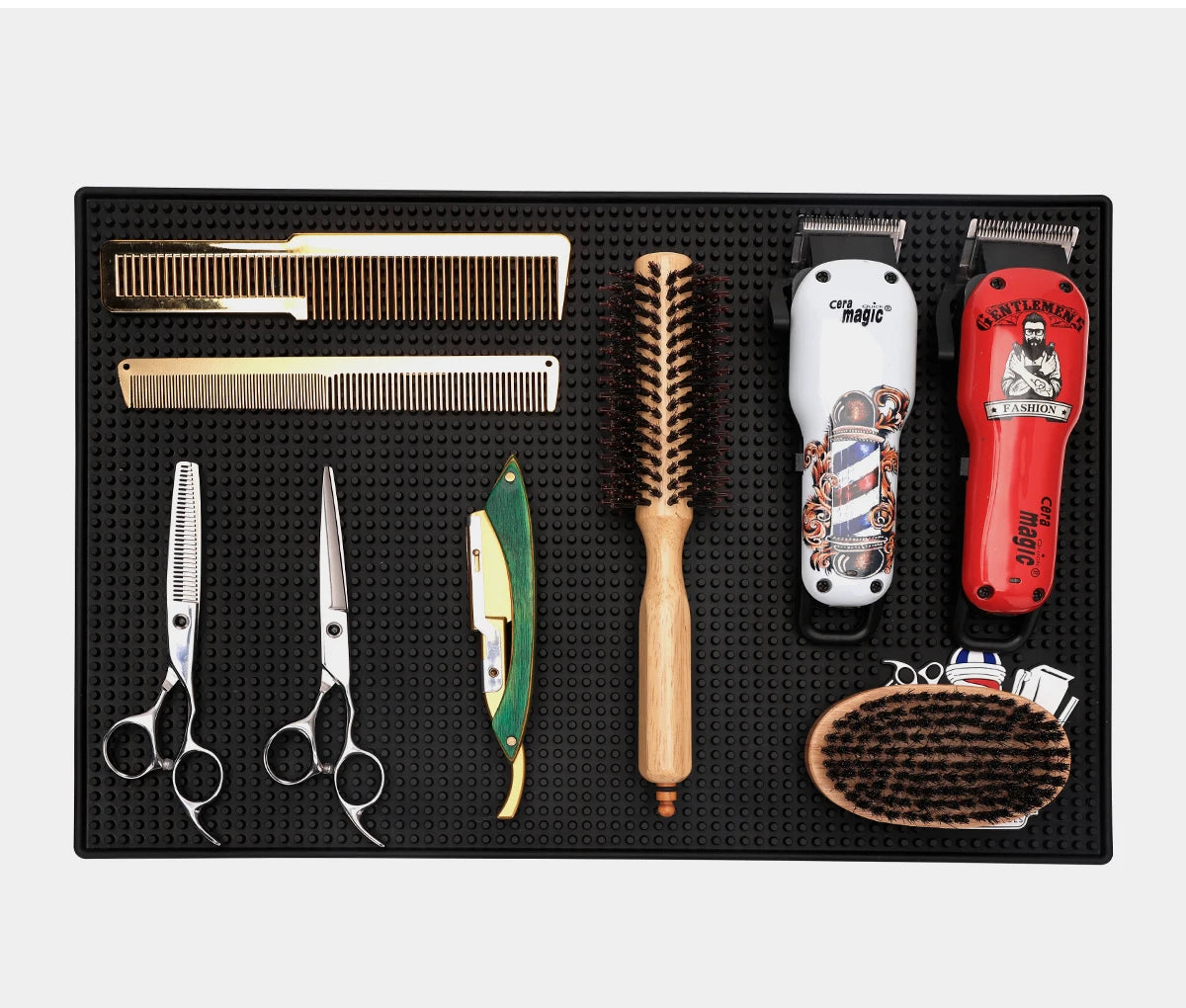 Barber Station Mat | Non-Slip Heat-Resistant Hair Tool Organizer Massage Chairs Tidesmit