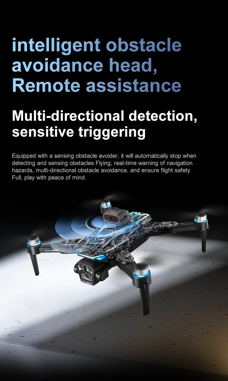 4K RC Camera Drone - D13 Foldable GPS Quadcopter with Obstacle Avoidance Tidesmit