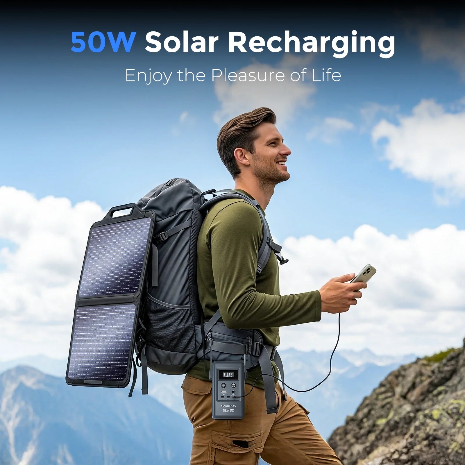 SOLARPLAY Q100 Portable Power Station 25000mAh Power Bank Outdoor Solar Generator 100W USB-C Output for Outdoor Camping Travel
