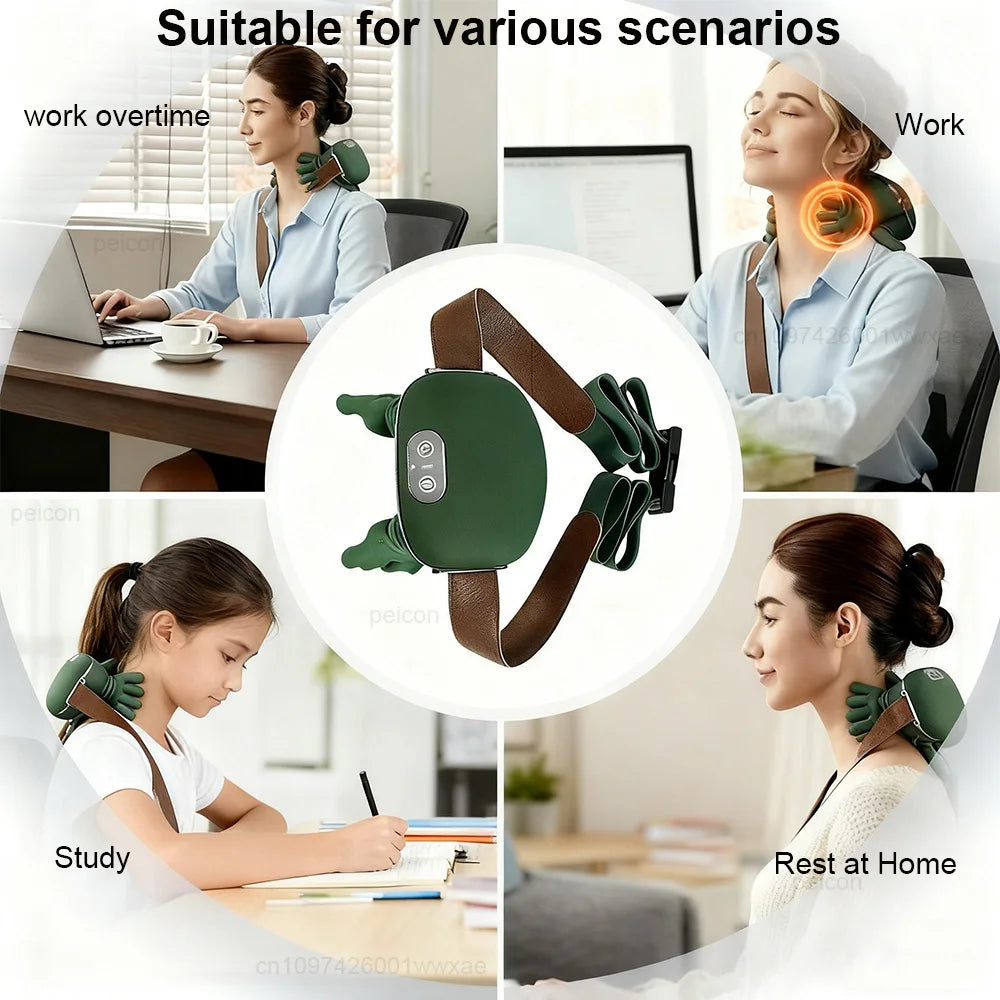Electric Neck Massager: 4D Deep Tissue Kneading Tool (Green) Relaxation Treatment Tidesmit