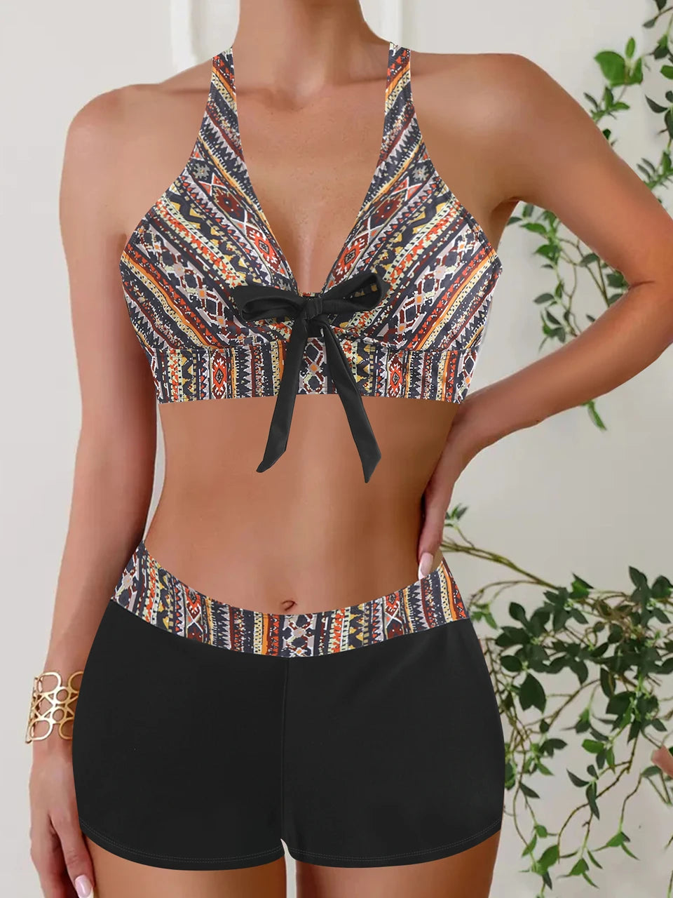2025 High Waist Bikinis Women Sports Swimwear Print Bathing Suit Female Padded Beach Wear Bathers Swimming Swimsuit Summer