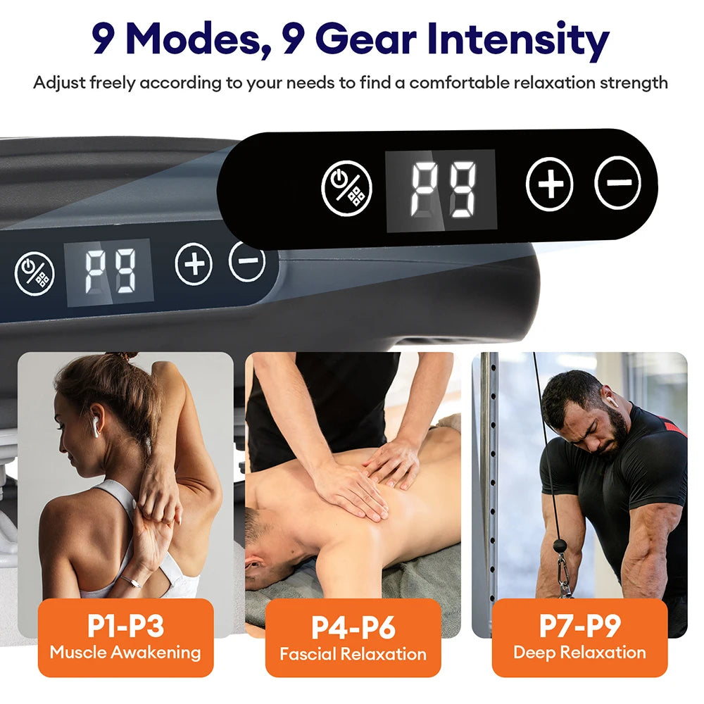 Deep Tissue Massage Gun Grey - 16 Head Portable Muscle Recovery Tool Relaxation Treatment Tidesmit