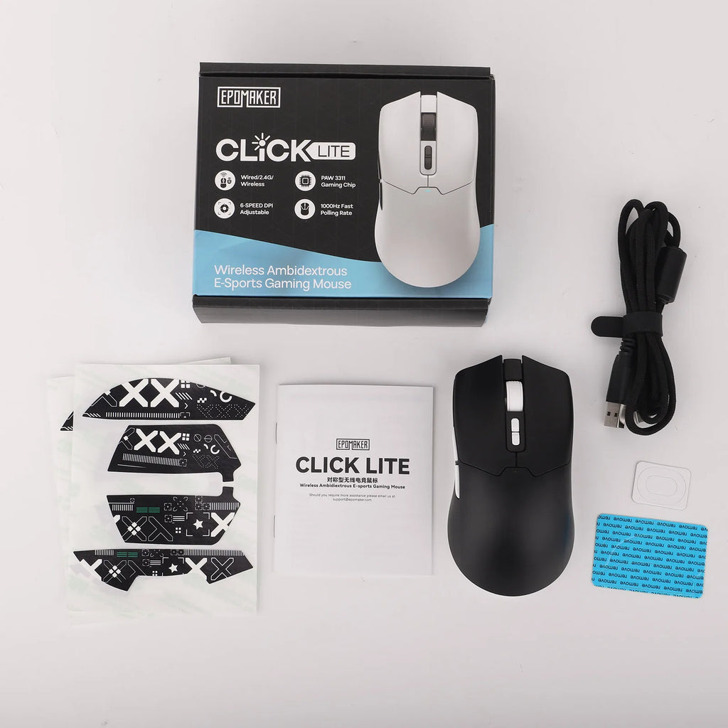EPOMAKER Click Lite Tri-mode Wireless Ergonomic Contours Gaming Mouse with PAW3311 Sensor & 800–24 000 DPI for Gaming