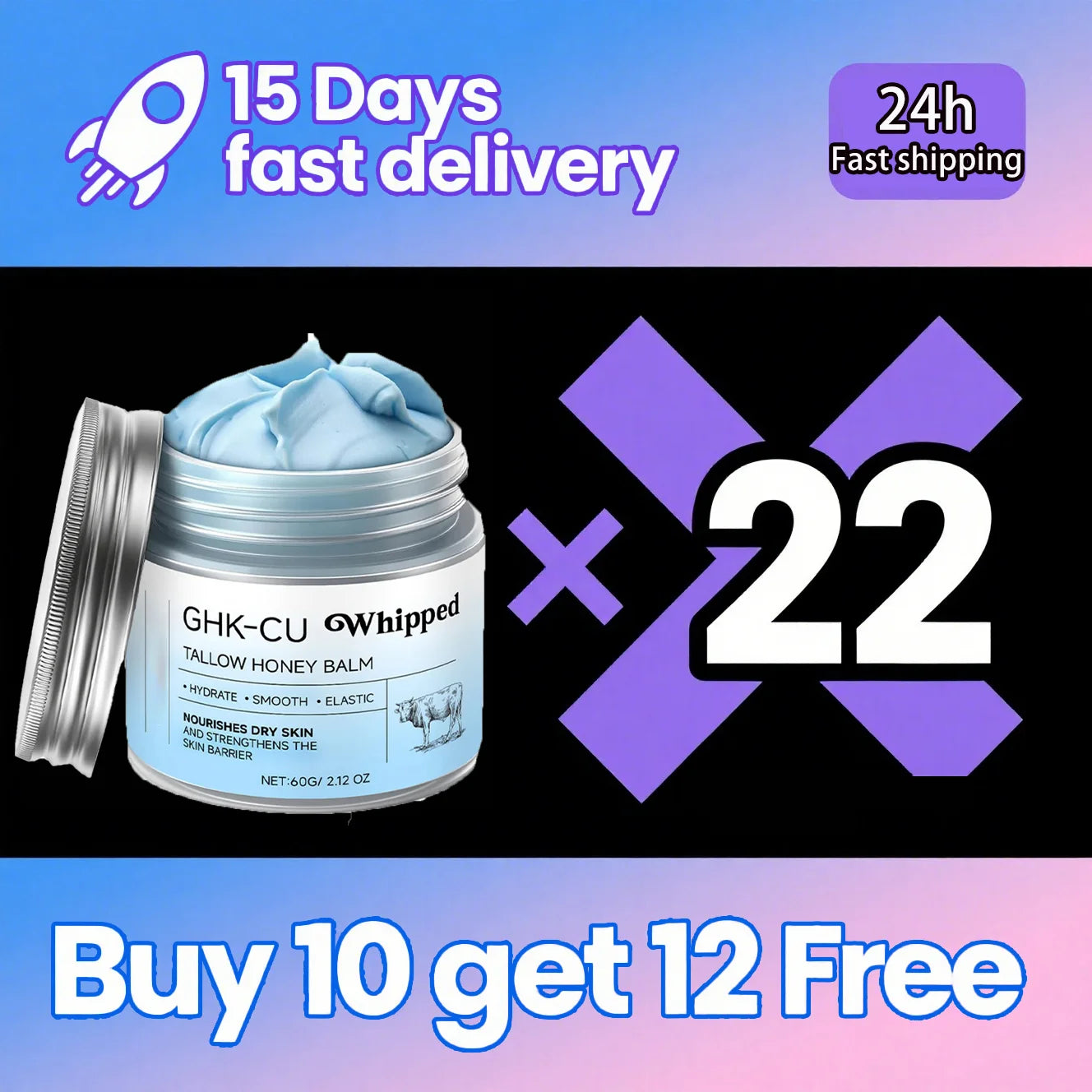 2026Blue Balm Moisturizer with GHK-Cu Copper Peptides & Beef Tallow: Manuka Honey Care for Mature Dry Skin